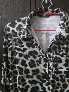Leopard Print Button-Up Shirt Dress