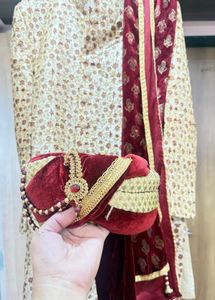 Exquisite Men's Sherwani Set with Turban