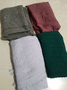 Four Different Colour Crinckled Hijab