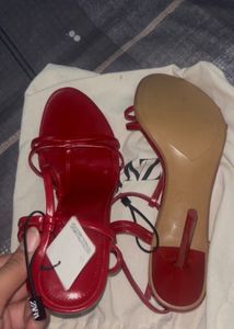 Red Strappy Stiletto Heels