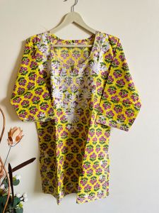 Yellow Floral Print Kurta