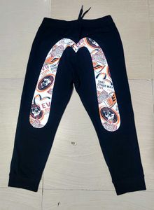 Evisu Black Graphic Print Joggers