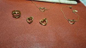 Anti tarnish Chic Gold Heart Jewelry Set