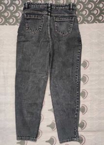 Grey Acid Wash Mom Jeans