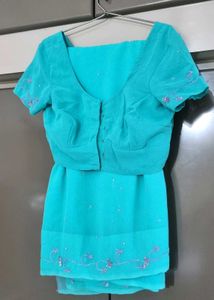 Teal Embellished Saree