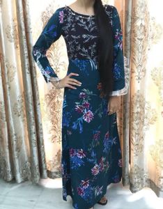 Boutique Stitched Floral Long Dress | Full Sleeves