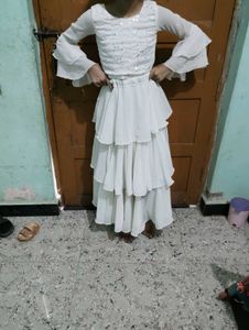 White Tiered Lehenga Choli Set
