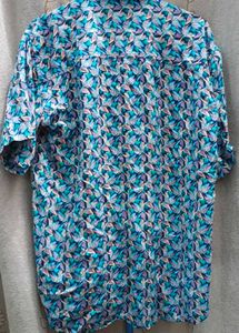 Blue Floral Print Short Sleeve Shirt and Suit