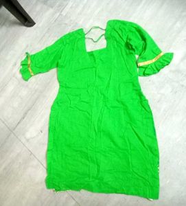 Teal and Light Green Kurta with Gold Print Combo F