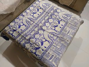 Elegant Blue & Gold Brocade Pure Silk Saree