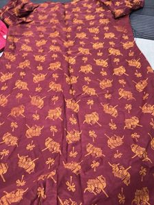 Maroon Elephant Print Kurta Set