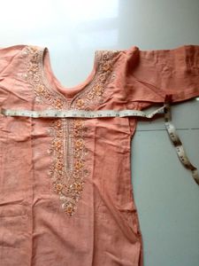 Elegant Peach Embroidered Kurta Set