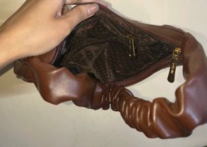 Chic Brown Ruched Shoulder Bag