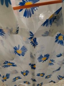 Sheer Daisy Print Button-Up Shirt