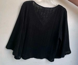 H&amp;M Black Rib Knit Crop Cardigan
