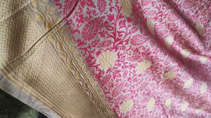 Elegant Pink &amp; Gold Silk Saree