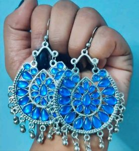 Boho Blue Stone Chandelier Earrings