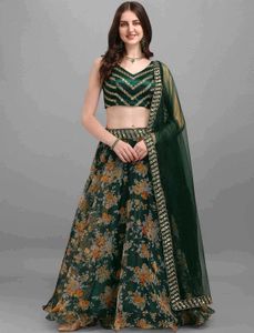 Elegant Floral Print Lehenga Choli Set
