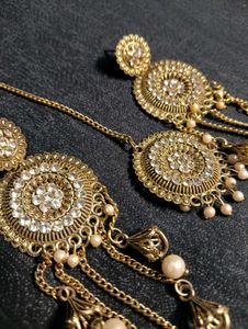 Gold-Tone Pearl &amp; Crystal Earrings