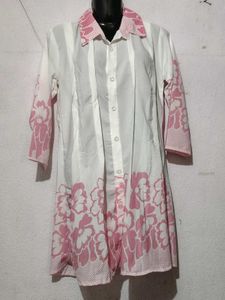 White and Pink Floral Kurta for single piece 399