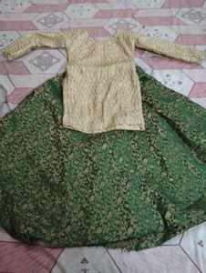 Green & Gold Lehenga Choli Set