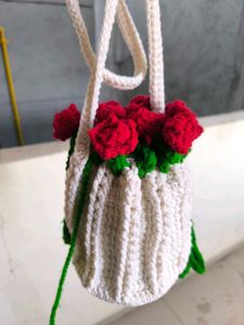 Handmade Crochet Rose Bag