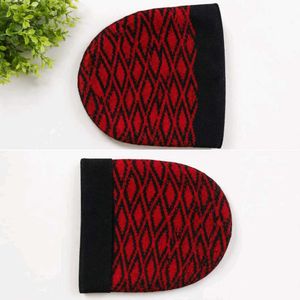 Red & Black Diamond Knit Beanie cap