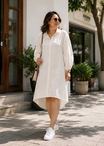 Cream Oversized Shirt Dress