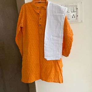 Men's Orange Kurta Set