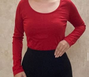 Red Long Sleeve Top
