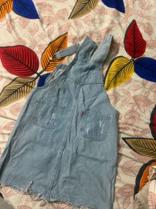Light Wash Denim Pinafore Dress
