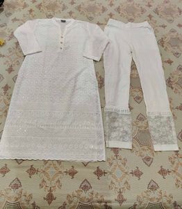 Elegant White Chikankari Kurta Set