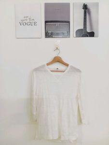 White V-Neck Tunic Top