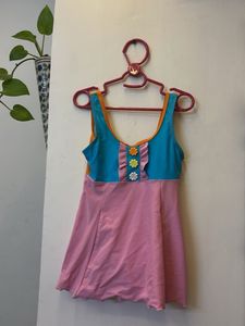 Cute One-Piece Swimsuit with Flower Accents