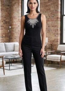 Sparkling Beaded Black Tank Top