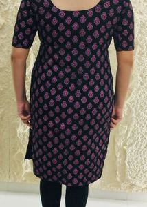 Black Dress with Purple Design – Stylish Elegant P