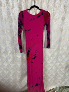 Vibrant Pink Tie-Dye Maxi Dress