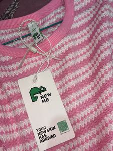 Chic Pink Striped Knit Dress