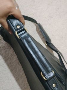 Black Leather Like Messenger Bag