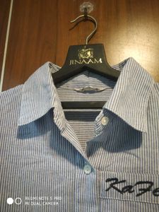 Cute Cat Striped Button-Up Shirt