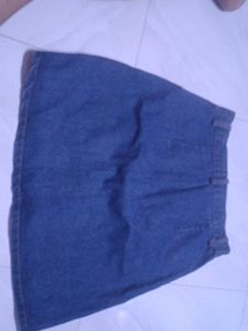 Denim Button-Front Skirt