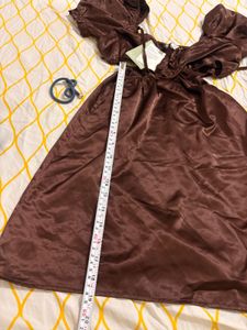 Chic Brown Satin Cutout Dress