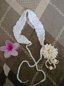 Handmade Crochet White hair band/ waist band