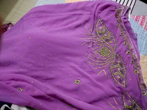 Stunning Purple Embroidered Saree