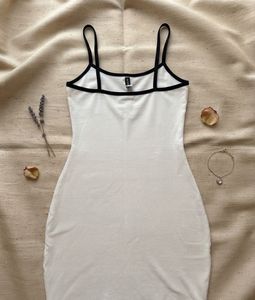 White Spaghetti Strap Mini Dress with Heart
