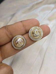 Elegant CC Pearl Stud Earrings
