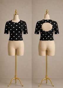 Women's Polka Dot Top with Back Cutout