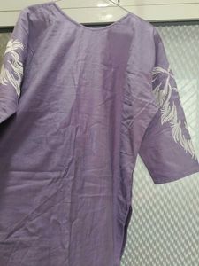 Purple Silk Palazzos kurta set with organza dupatt