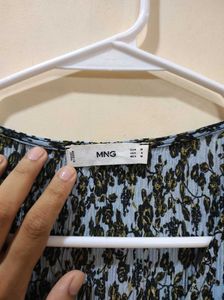 Mango Blue, Black and yellow sheath midi dress