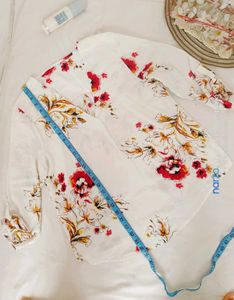 White Floral Print Blouse